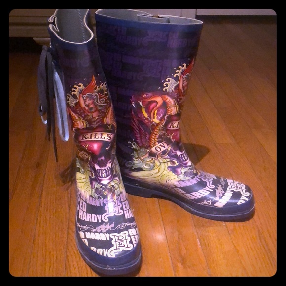 ed hardy rain boots